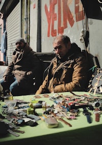 a man sitting on a table